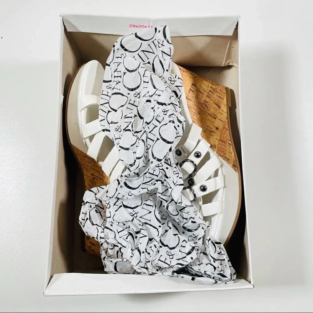 New Nine & co White / Silver Cork Wedge Sandals